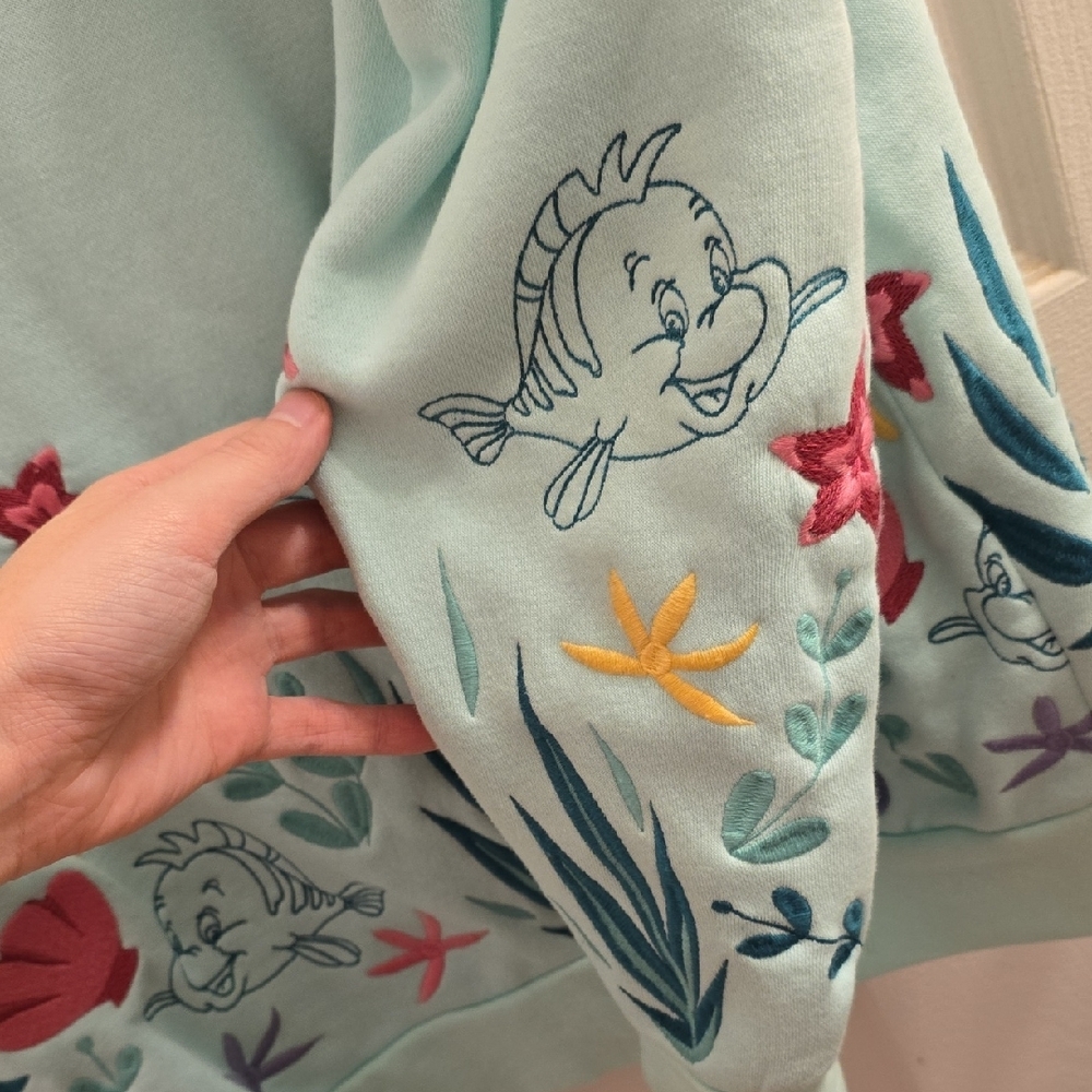 Box Lunch Disney Little Mermaid Ariel Pastel Aqua Pullover Sweater - Picture 4 of 5
